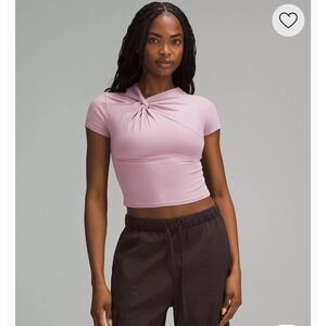 A7 Lululemon Asymmetrical Front-Twist T-Shirt Embo Logo Short Sleeve Crop Top